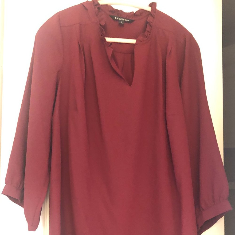 Stitch Fix brand 41 Hawthorn Tiff Ruffle Detail, 2X blouse, Ladies Plus Size